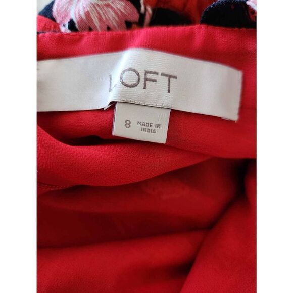 Loft women's size 8 strappy criss cross back sleeveless red floral maxi summer - Picture 3 of 5